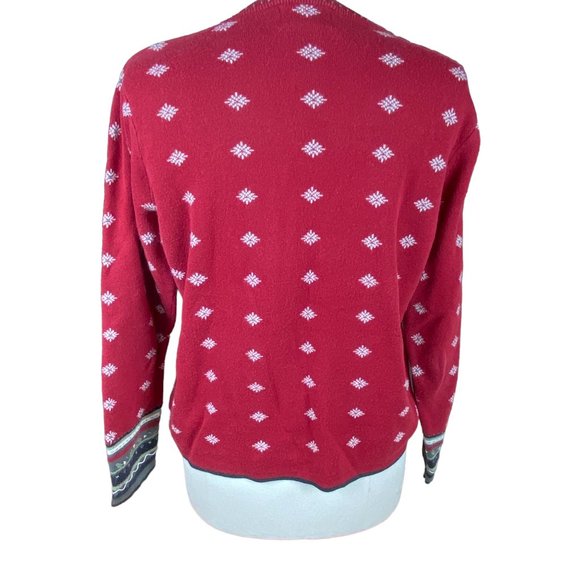 Vintage Woolrich Snowflake Knit Detail Contrast Cuff Ugly Christmas Sweater-M - Picture 9 of 14